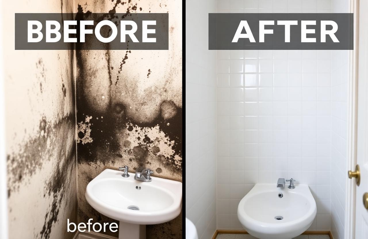 Bathroom moisture damage cleaned and sealed against future growth.