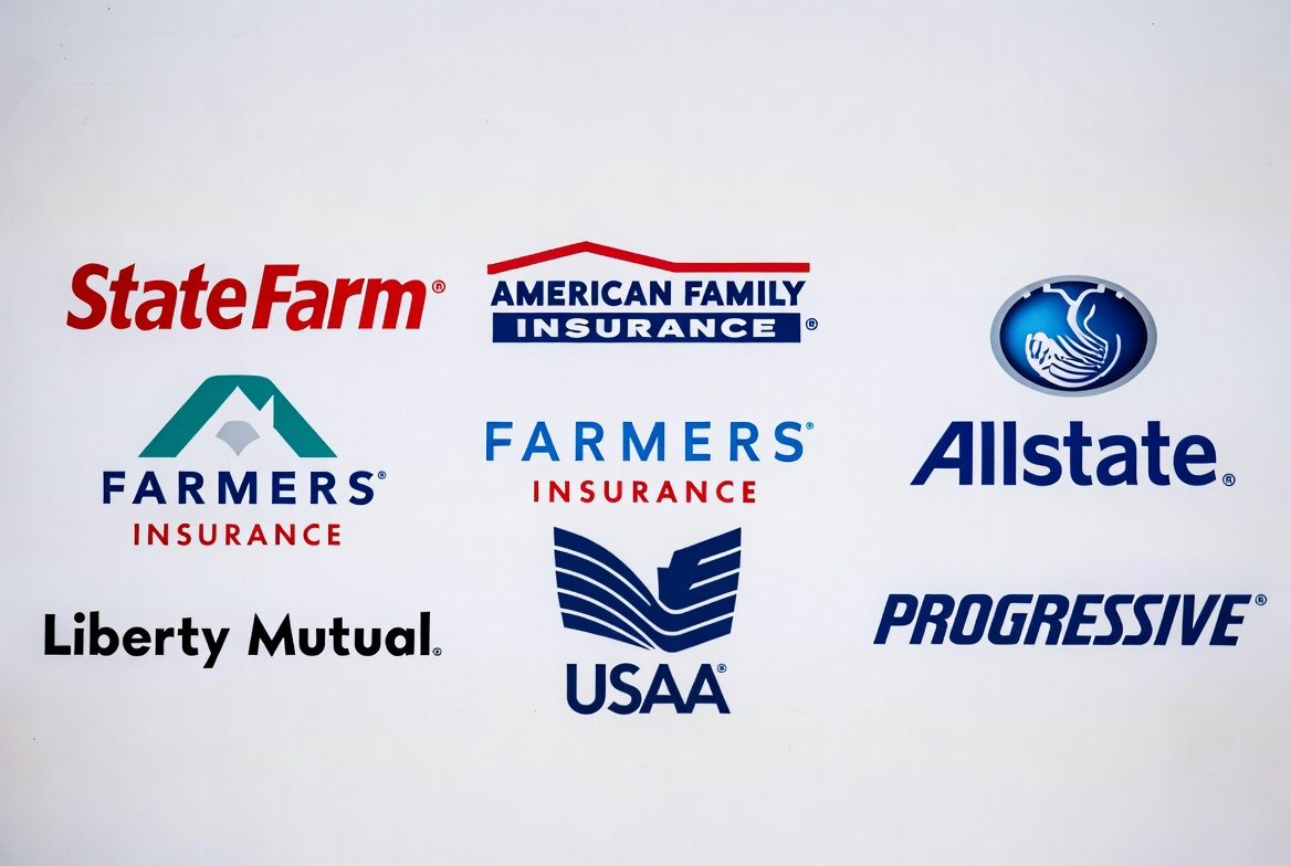Trusted insurance partners including State Farm, American Family Insurance, Farmers, Allstate, Liberty Mutual, USAA, and Progressive